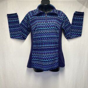 Columbia Fleece Quarter Zip Pullover Sweater Women Medium Multicolor Aztec Print